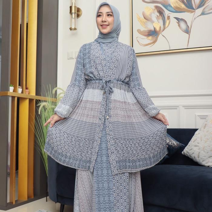 NEW SET GAMIS YASMIN CERUTI MOTIF PLISKET GIES Wanita Formal Muslim Nyaman Outer Panjang Ceruty Simp