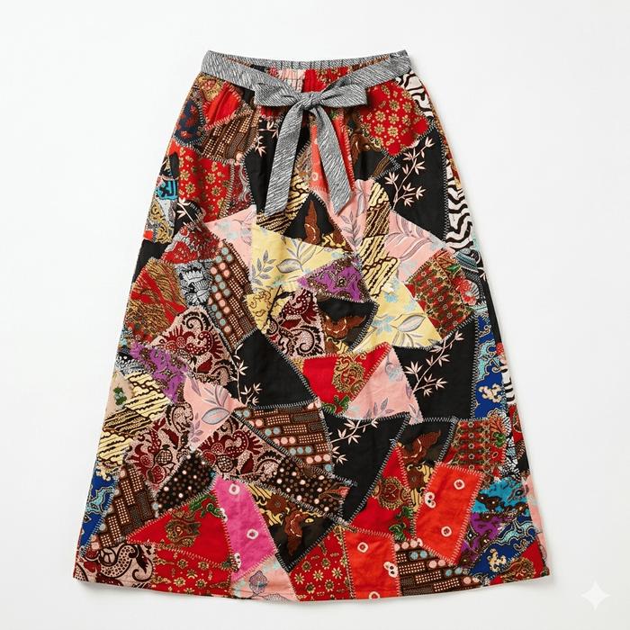 Rok Panjang Etnik Kain Perca Wanita || Rok Batik Perca Asli Jogja