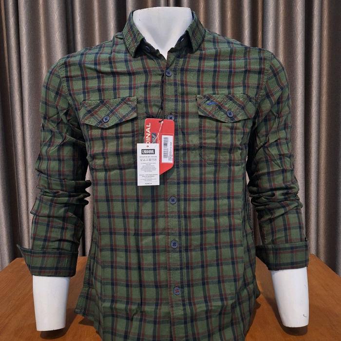 KEMEJA CARDINAL JEANS ORIGINAL PREMIUM LENGAN PANJANG PRIA DEWASA baju flanel kotak kotak warna hija