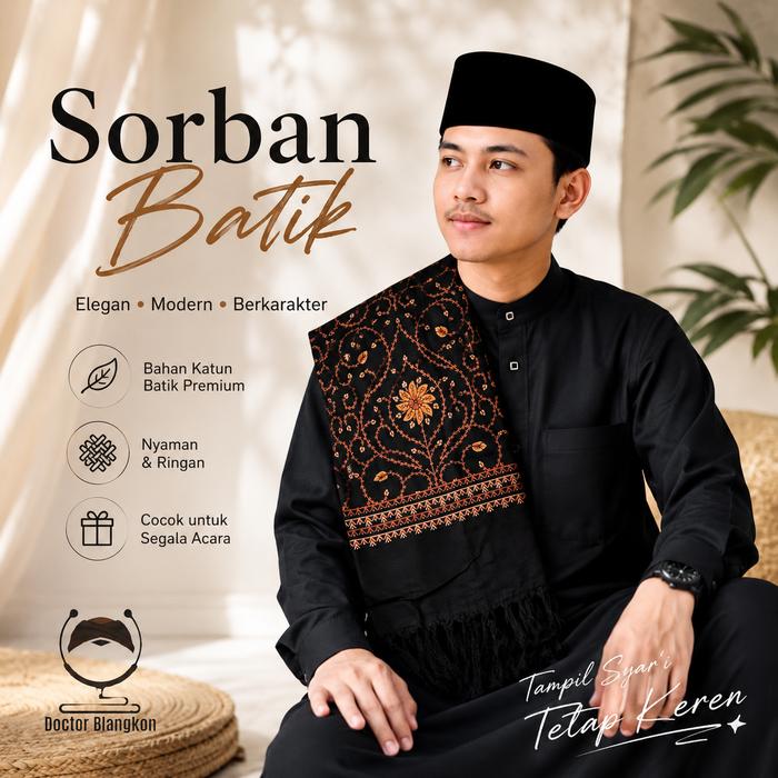 Sorban Rida Kashmiri Motif Batik Printing Komputer | Sorban Buya Yahya Ngaji Ramadhan Lebaran Muslim