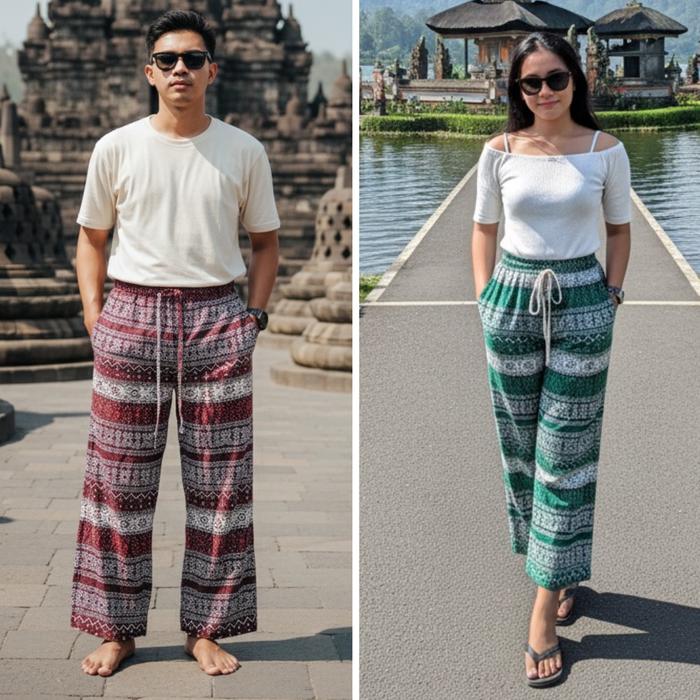 (REG-JUMBO) ETNIK celana kulot dewasa unisex pria wanita stret karet kuat etnik bali jogja santai ko