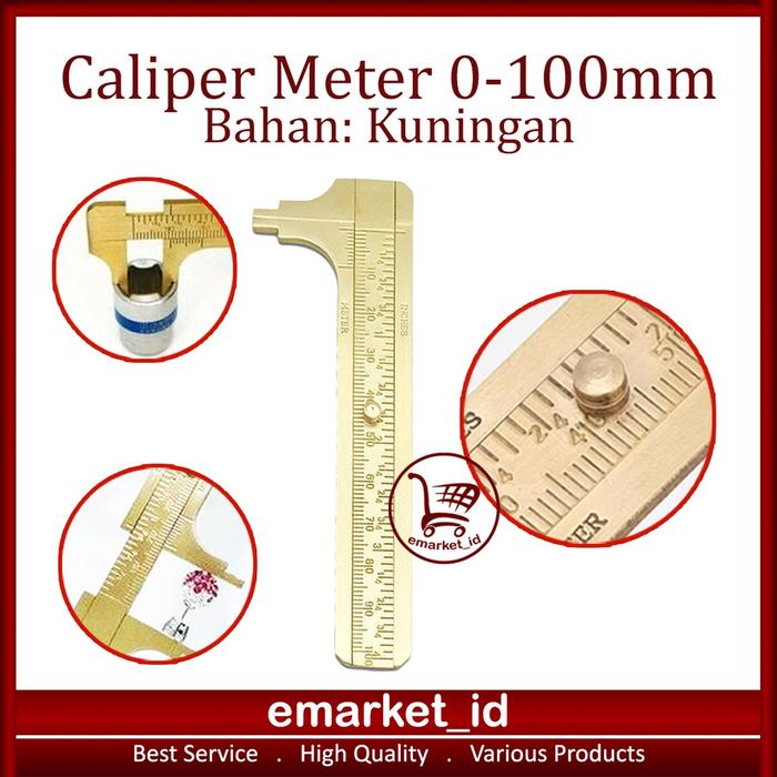 Caliper Meter Bahan Kuningan 0-100mm / Jangka Sorong Vernier Sigmat / Pengukur Sketmat Mini