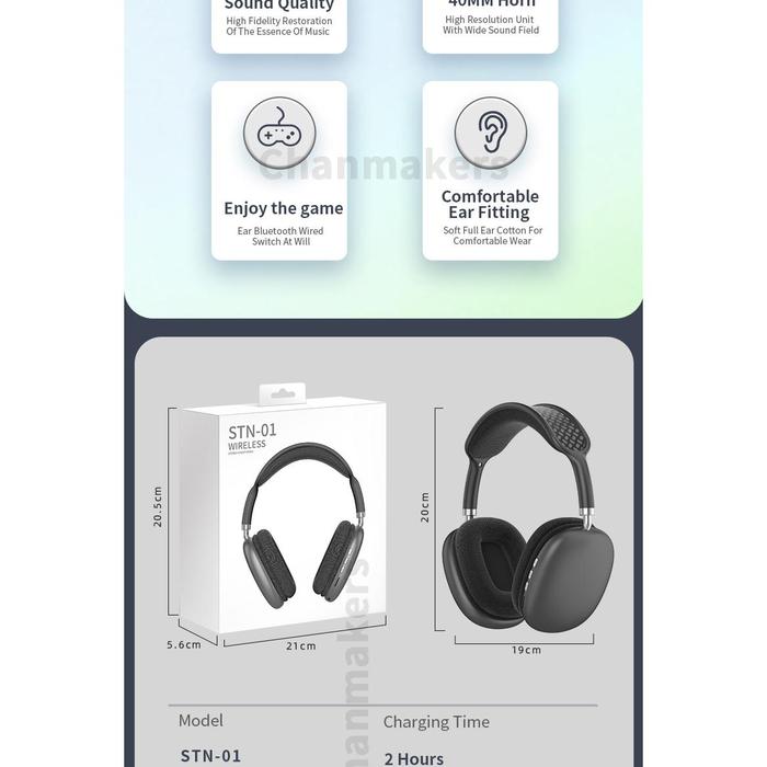 1Set Wireless Bluetooth Headphones With Mic Noise Cancelling