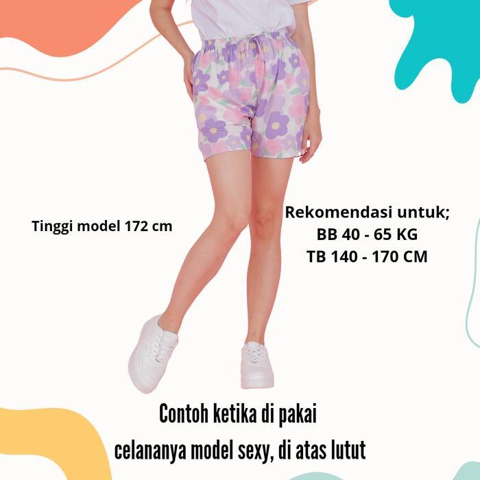 Grosir Isi 10 Pecs | Celana Pendek Hotpants Rayon Wanita Motif Santai