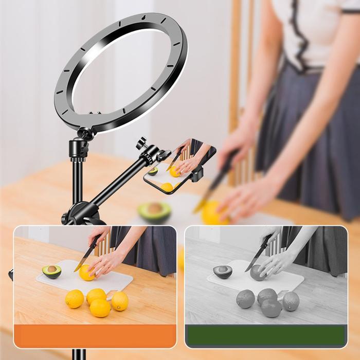Tripod Overhead Stand Hp Profesional Camera Ringlight + Lampu Kamera Ring Light Konten Unboxing Masa