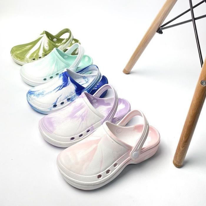 SEN HM956 Sandal Medis Loreng /Sandal Kodok Tie Dye Sandal Kodok Motif Keren Sandal Bakpao Sandal Sa