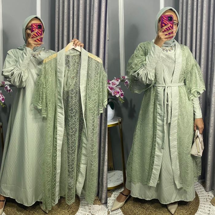 Gamis outer/ gamis brukat/ gamis set outer/gamis perempuan/ dress brukat