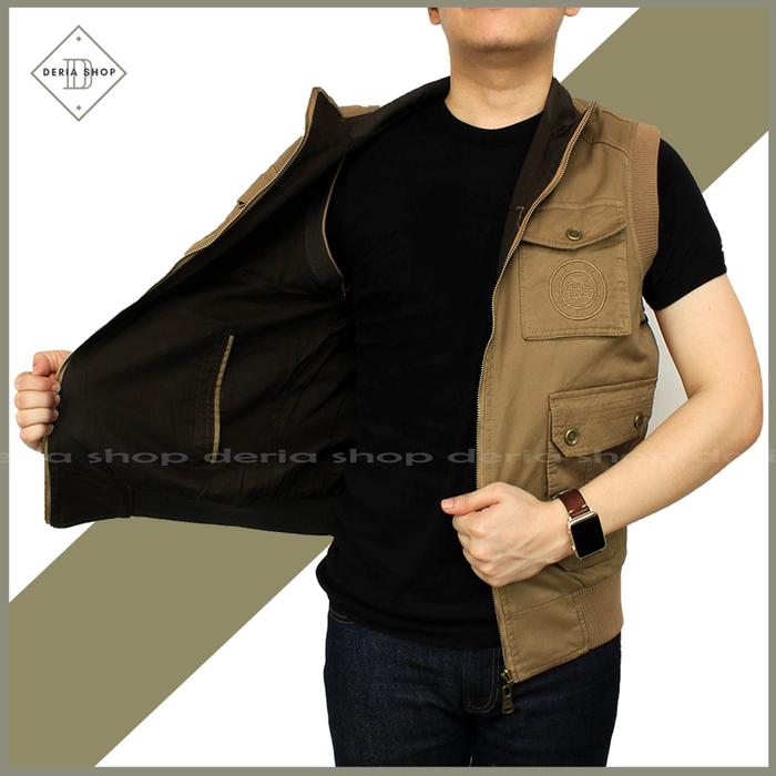 Rompi Bolak Balik Jeep Pria Tactical Outdoor Import Bahan Kanvas Khaki Hijau Jaket Motor Safety Anti
