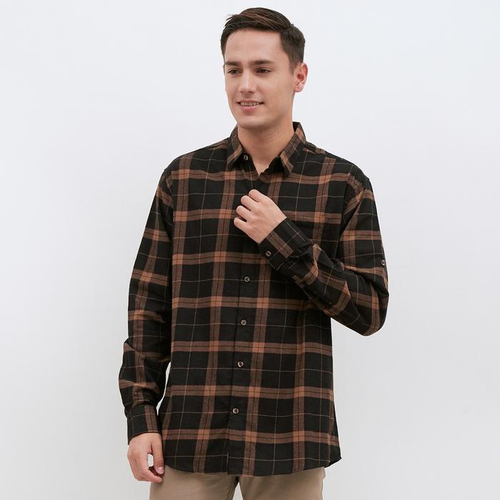 M231 Kemeja Pria Flannel Panjang Coklat 1901A