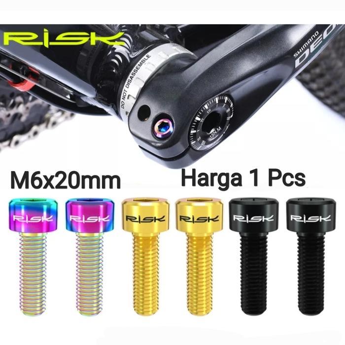 Risk Baut Titanium  Arm Crank Hollowtech 2 Size M6x20mm Baut Titanium M6 - Gold