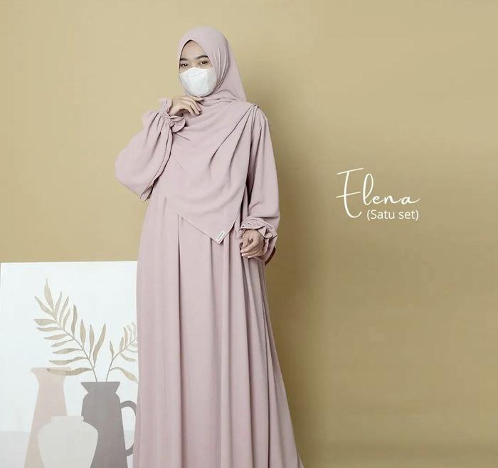 Abaya Elena Gamis Set Hijab Syari Bumil Busui Friendly