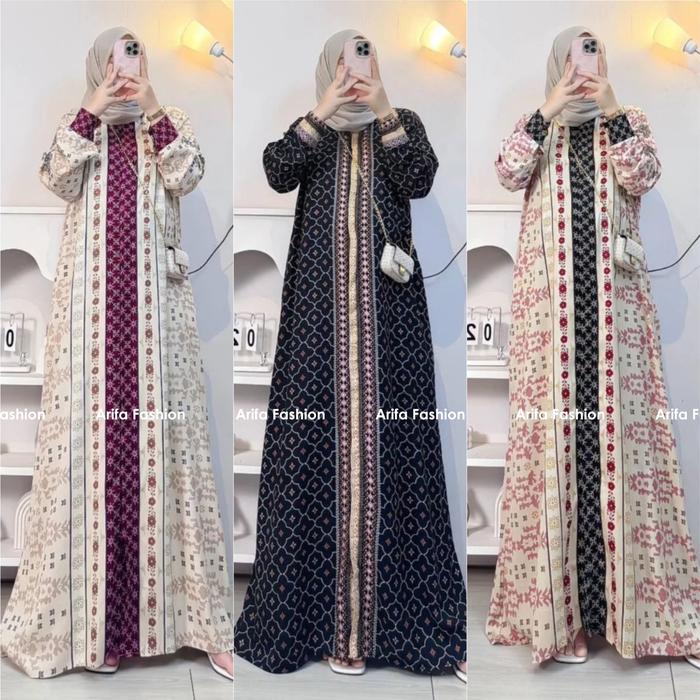Arifa - Gamis Balqis Dress Rayon Premium - Gamis Rayon Terbaru Mayaza Dress - Gamis Dress Rayon Keki