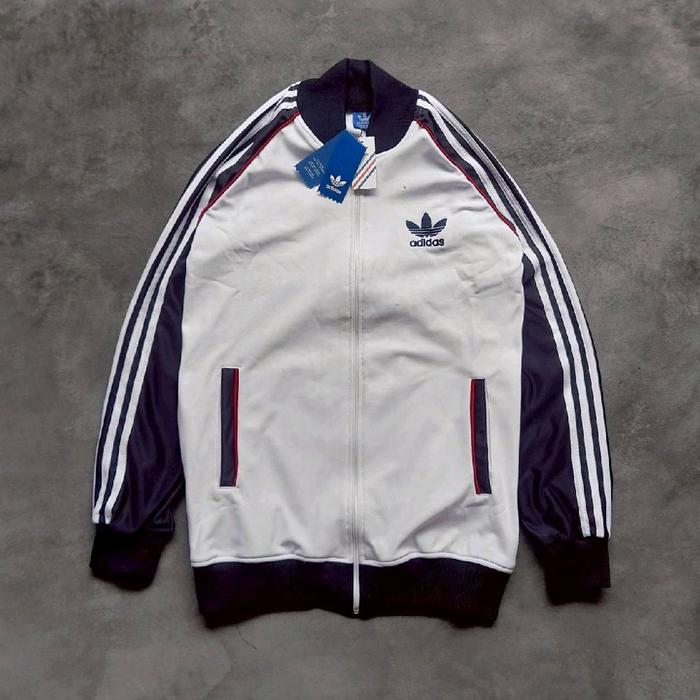 Adidas Jaket Tracktop Vintage Casual Putih Pria Wanita Unisex Full Tag Wash