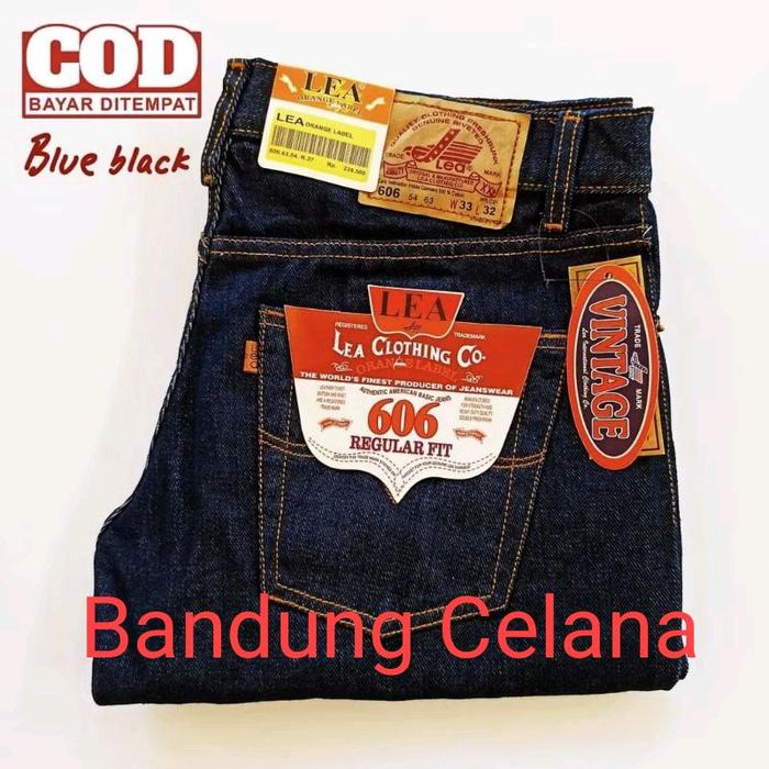 LEA Celana Jeans 606 Regular Fit Blue Black Vintage Bandung Celana COD Bayar Ditempat