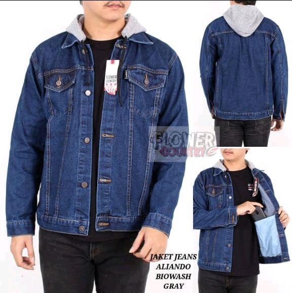Jaket Jeans Aliando Biowash - Jaket Denim Pria dengan Desain Hoodie dan Kancing Depan