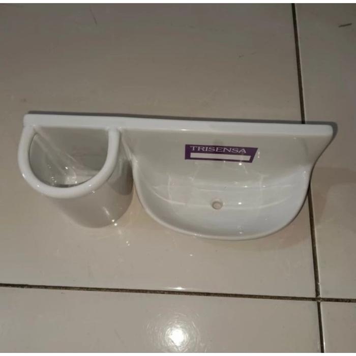 trisensa tempat sabun + sikat gigi keramik