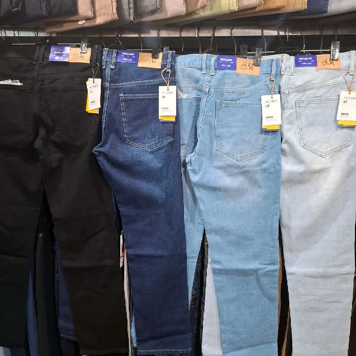 CELANA JEANS PANJANG H-M REGULER FIT PREMIUM Pria Hitam Dewasa Cowok Formal Denim