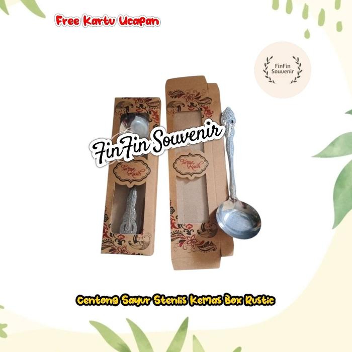 (isi 100pcs) Souvenir Centong Stenlis Sayur +Box Rustic Lembaran free kartu ucapan