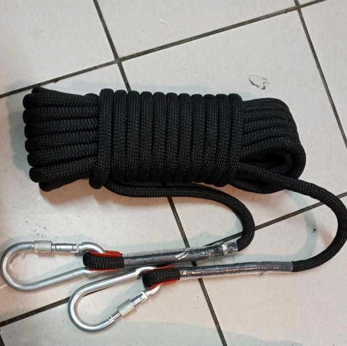 TALI KARMANTEL STATIS 12 MM X 20 PLUS CARABINER METER PROMO ORIGINAL BERKUALITAS EN 1891 CE 3200 daN