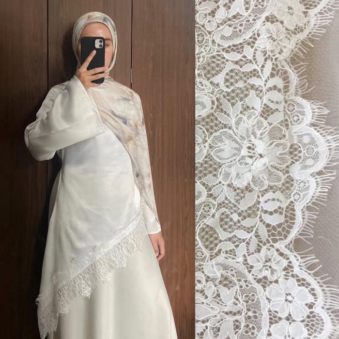 JALEELA TUNIK LACE OUTFIT FASHION 2026 LACE LAYERING TUNIC ASIMETRIS TOP BLOUSE SILK PREMIUM LACE IN