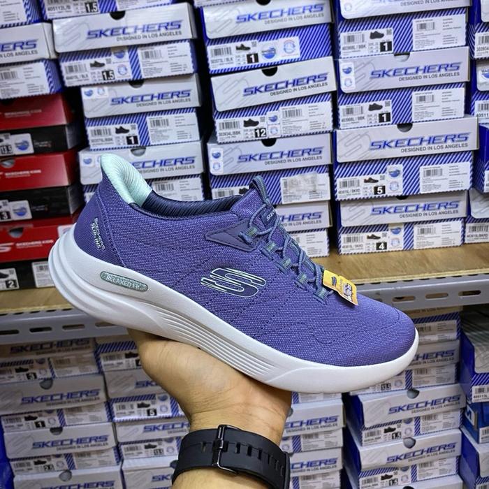 sepatu Skechers original wanita / Skechers Relaxedfit womens sneakers shoes- navy