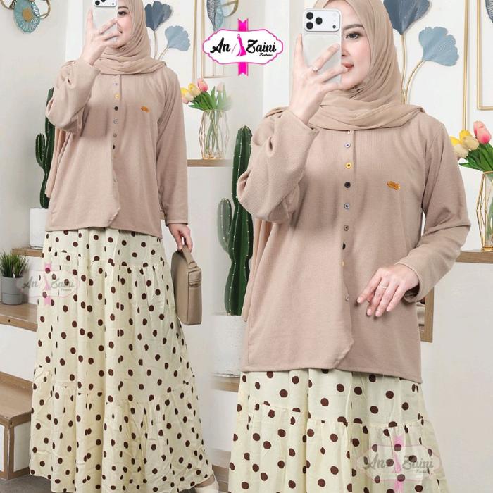 syfana setrok polkadot rayon premium kombinasi knit import