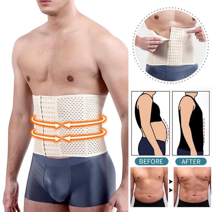 Korset Stagen 13 Kait Unisex Pelangsing Pinggang & Postur Tegap untuk Pria & Wanita Bahan Elastis & 