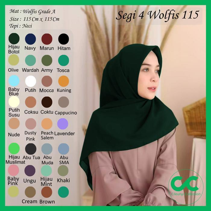 Segi 4 Wolfis Grade A 115 X 115 Cm Jilbab Segi Empat Wolpe Syar'i