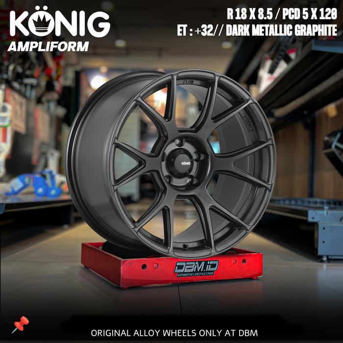 Velg Pelek Mobil Konig Ampliform Ampli Form R18 18x8.5 5x120 et +32 Dark Metallic Graphite BMW Landr