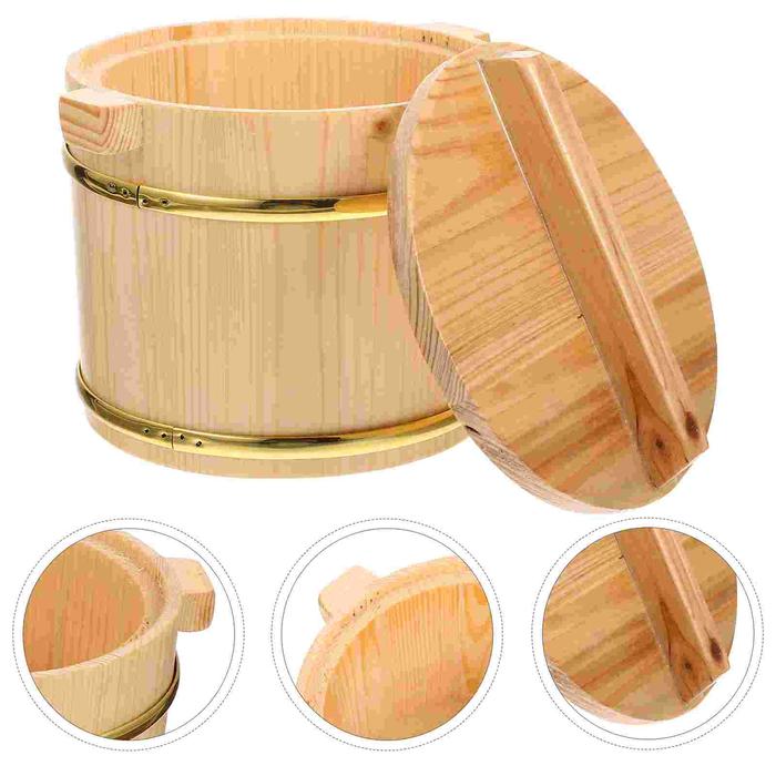 Rice Sushi Wooden Bowl Bucket Tub Oke Hangiri Mixing Wood Box