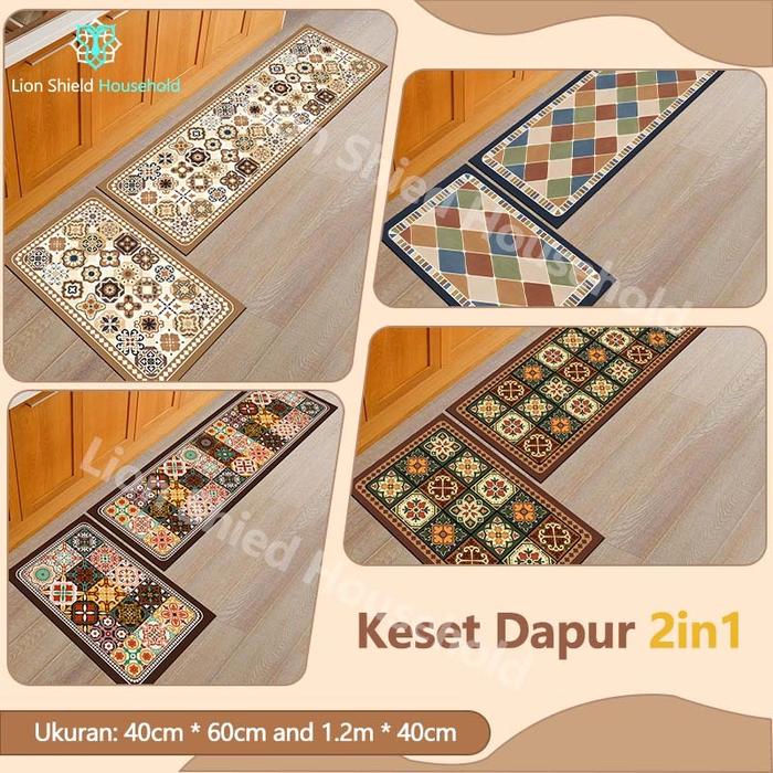 Keset Dapur Set 2 in 1 40x60 dan 40x120 Keset Lembut Anti Slip / Keset Ruang Makan