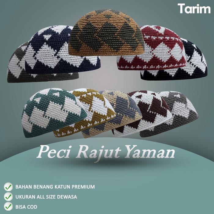 Peci Rajut Yaman Motif Aceh - Peci Rajut Katun - Rajut Aceh