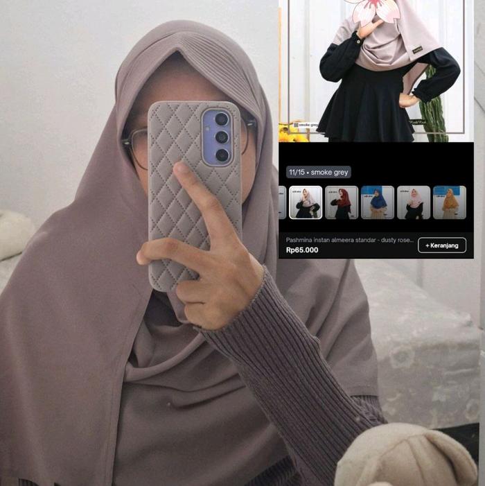 PRELOVED Pasmina Instan by Riski Rich Butik warna Smoke Grey