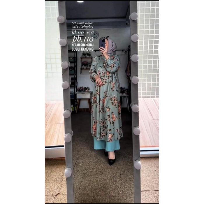Della Set Tunik Rayon Mix Crinkle Ap