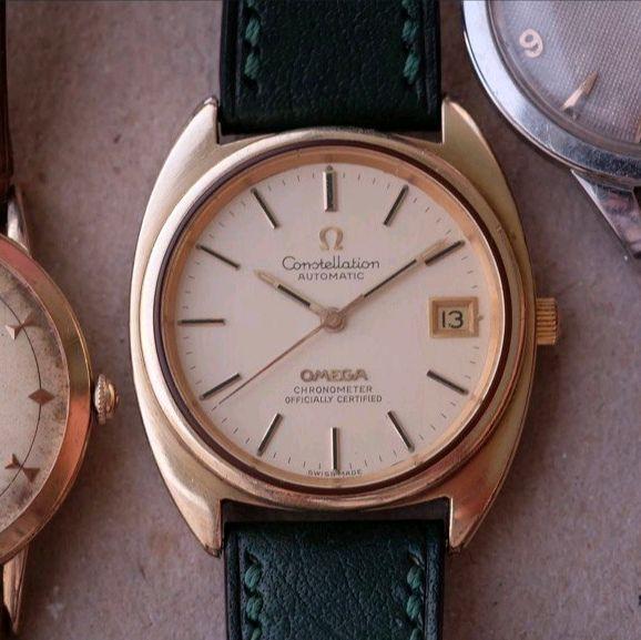 OMEGA CONSTELLATION C SHAPE SOLID GOLD AUTOMATIC ORIGINAL JAM TANGAN VINTAGE
