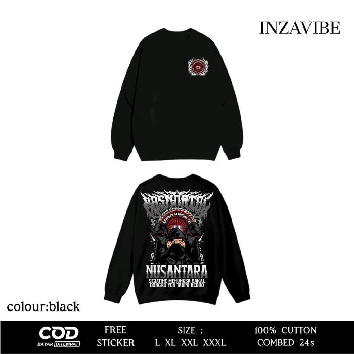 Crewneck Sweater Lengan Panjang  Netral Desain Terbaru Pasmortal Nusantara Sablon Dtf  Full Punggung