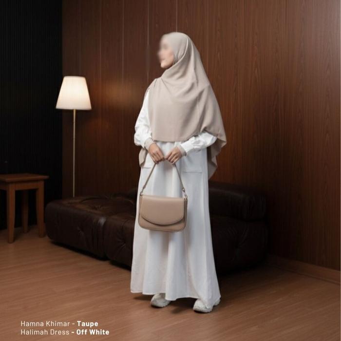 Elmina Halimah Dress Gamis Terbaru 2025 Polos Pastel Raya Collection Simple Minimalis Sage Green Hij