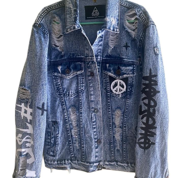 Jaket jeans papago bekas pakai Kancing