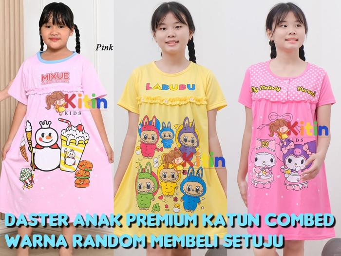 FE - DASTER TERUSAN ANAK BAHAN KATUN COMBED MOTIF MIXUE ICE CREAM LABUBU KUROMI CINAMON ROL UKURAN J