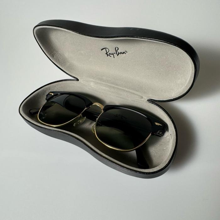 Vintage Ray-Ban USA B&L Bausch and Lomb Clubmaster Large W1115 Black Gold G-15 Glass Mint Condition