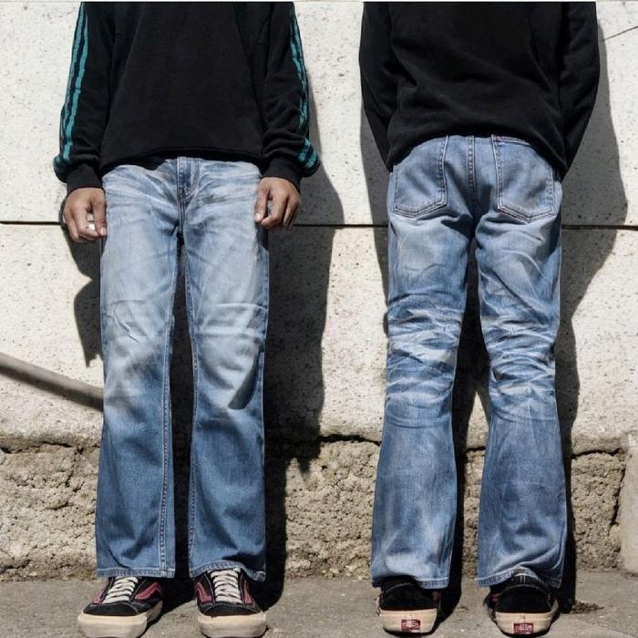 Size 27 Celana Panjang Longpants Jeans LVS Lady Blue Washed Fading Bootcut Blue Original Second Prel
