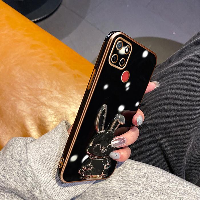 Casing Hp Realme C12 C11 2020 C15 C25 C25s Narzo 20 30A 50A Case pola kelinci gemuk dudukan Kesing H