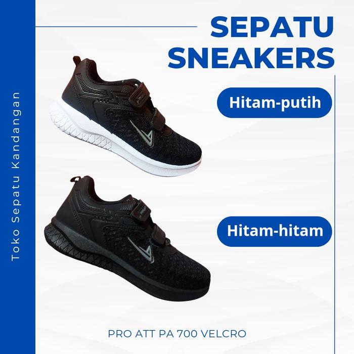 Sepatu Pro ATT PA 700 Velcro Hitam Putih Asli 100% untuk Anak-anak Laki-laki Perempuan Pria Wanita F