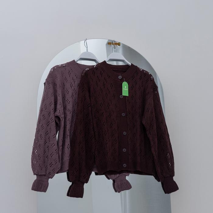 Sabrina Cardi Rajut Kancing Wanita Outer Wanita Lengan Balon