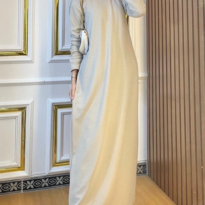 Gamis knit viral wanita kekinian Muslim Panjang Dress Maxi Basic lesti daily Midi Hitam Remaja Dewas