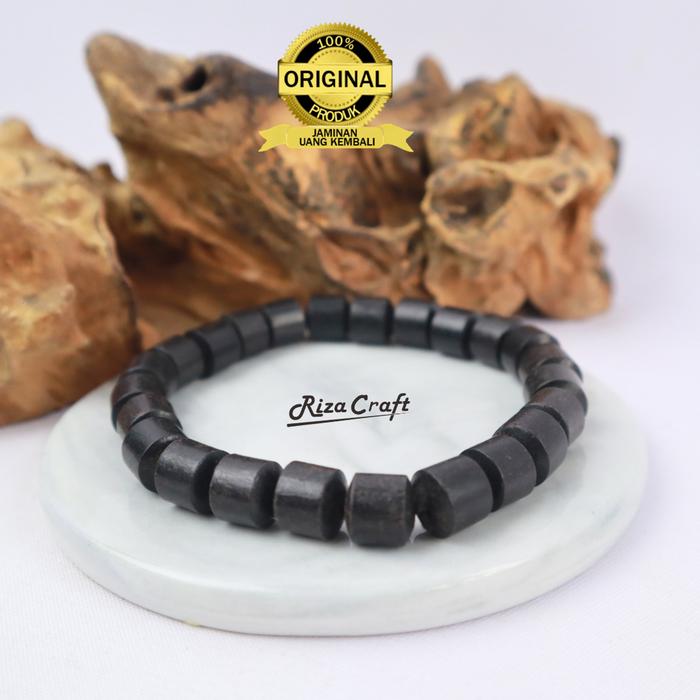 Gelang Kayu Galih Kelor Jawa Hitam Natural Model Kapsul Pria Wanita