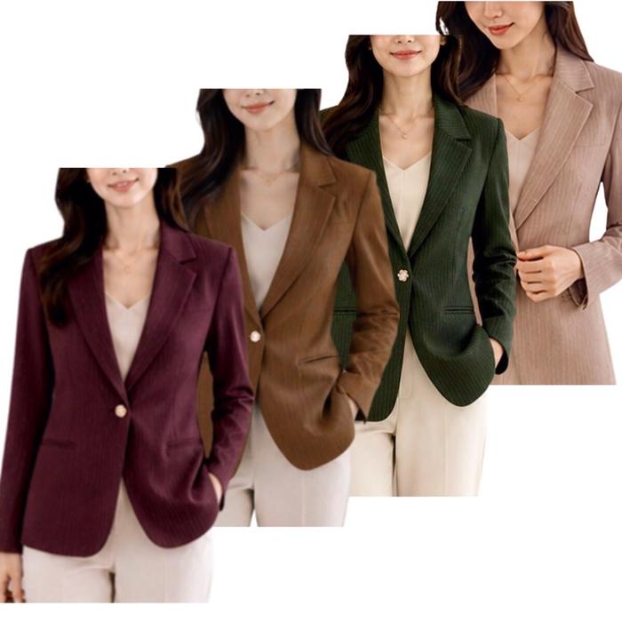 Blazer wanita lengan panjang kancing 1. Blazer kantor wanita elegan lengan panjang kancing 1. Blazer