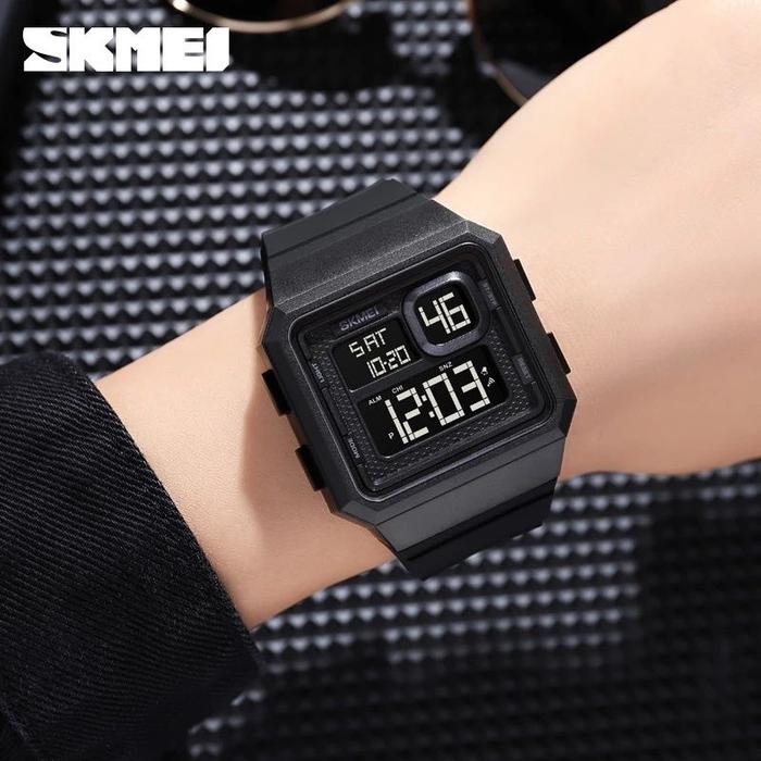 Jam Tangan Digital Segi SKMEI Original SK 1877 / SK1877 Rubber Strap Water Resistant