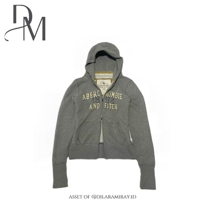 Abercrombie & Fitch USA Authentic Vintage Series Grey Double Zipper Hoodie Jacket Abu-abu