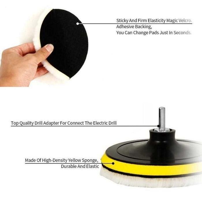 APEN 5 PCS 4 Inch Pad Poles Bodi Mobil Wol Buffer Polishing Poles Body Mobil Alat Wax Mobil - DB5